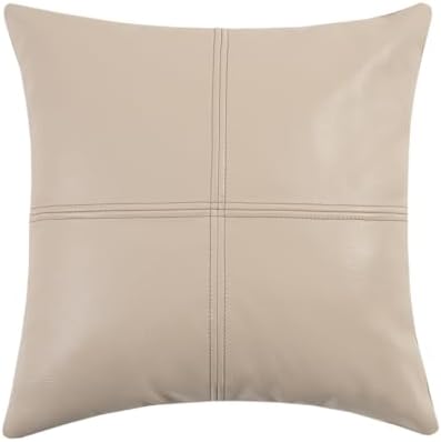Full Grain Leather Throw Pillow Cover (20" x 20") (Cream) by Weaverlane