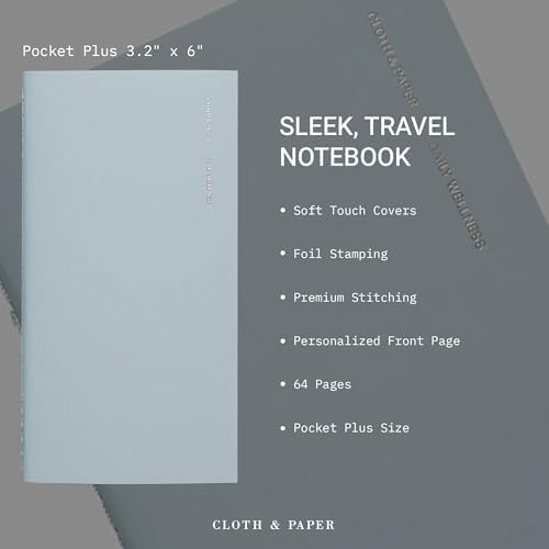 Cloth & Paper Travel Notebook | Daily Wellness Planner – Smoked Salt | Pocket Plus Wellness Planner 3.2" x 6" | Habit Tracker & Self Care Journal for Goals, Gratitude & Reflection – Soft Touch Cover - Image 3