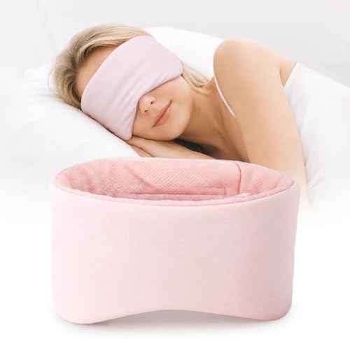 Sleep Mask for Women Men, Reversible Eye Mask Sleeping with Cozy & Cooling Sides, Adjustable Velcro Band, Blackout Face-Hugging Padded Eye Cover for Sleeping Travel Office, Pink by Gizmolet