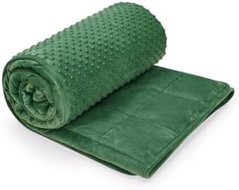 TONGDADA Minky Weighted Blanket | 40''x60'',7lbs | Cozy and Soft Minky Weighted Throw Blanket | Luxury Velvet with Premium Glass Beads | Dark Green Minky - Image 3