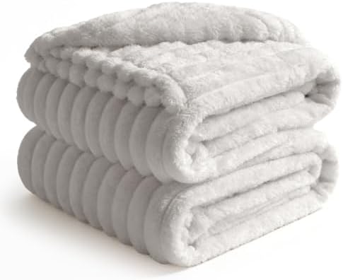 BEDELITE Ribbed Full Size Blanket for Bed, Light Grey, 84"x90" by BEDELITE