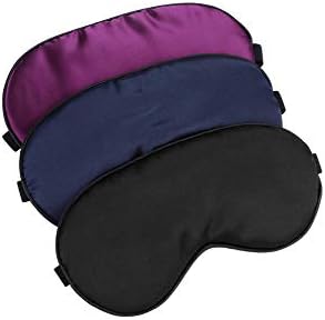 Silk-Sleep-Mask Eye-Mask Eye-Cover Eyeshade - 100% Silk Soft Adjustable Strip(Black+Dark Blue+Purple) by HaveanicenightwithHochoek