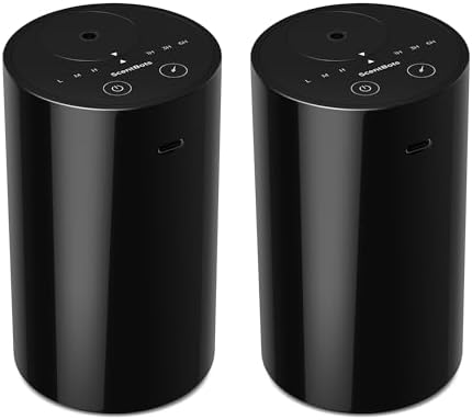 2 Pack ANZ Waterless Diffuser for Essential Oil, Black + Black by ScentBots