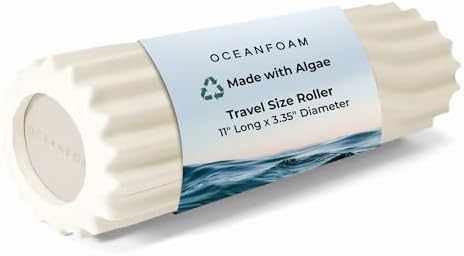 Oceanfoam Ripple Travel Foam Roller (11" x 3.35") Firm Mini Foam Roller for Physical Therapy, Deep Tissue Massage, Back Pain - High Density, Ergonomic Wave Textured - Yoga, Pilates, Exercise (Natural) by Oceanfoam