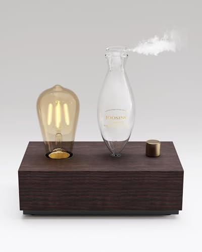 Waterless Oil Diffuser with Wood Base, Tempered Glass Bulb, 3 Color Light by UnlocktheFullPotentialofScentwithJoosing