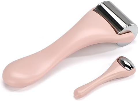 Tondiamo 2 Pcs Muscle Roller Portable Small Silicone Massager Roller Deep Tissue Muscle Massage Stick Cellulite Remover Scar Tissue Massager for Relief Face Neck Arm Back Leg(Pink,Metal) by Tondiamo