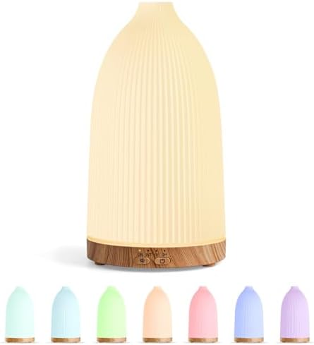 SALKING Essential Oil Diffuser, 100ml Aromatherapy Diffusers with Adjustable Mist Mode Timer Setting, Ultrasonic Diffusers for Essential Oils, Warm White Lights, 7 LED Colors, for Office Home by SALKING