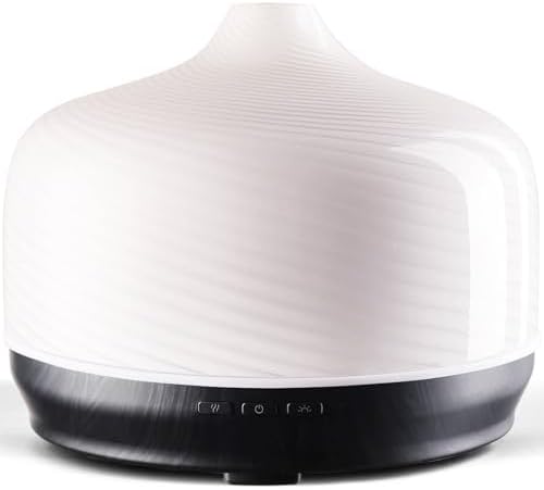 Porseme 500ml Glass Essential Oil Diffuser Aromatherapy Ultrasonic Cool Mist Humidifier 15-21 Running Hours Waterless Auto-Off Air Diffusers for Sleeping Yoga Working Spa(Pure White) by Porseme
