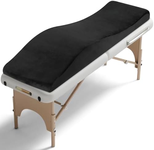 FAHKNS Lash Bed Topper, Ergonomic Lash Bed Foam Topper, High Density Foam Massage Table Pad, Curvy Esthetician, Washable Massage Table Padding Cushion for Beauty Salon, 70.8in×23.6in, Black by FAHKNS
