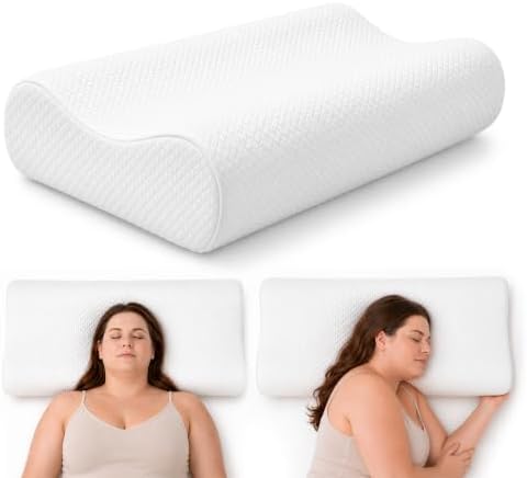 AM AEROMAX 32" King Contour Memory Foam Pillow for Neck Pain Relief, White by AMAEROMAX