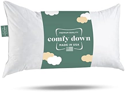 ComfyDown 14x18 Throw Pillow Insert, Down & Feather Fill, 100% Cotton Cover, Made in USA – Premium Soft Lumbar Decorative Pillow Form Sham Stuffer for Bed, Sofa & Couch by ComfyDown