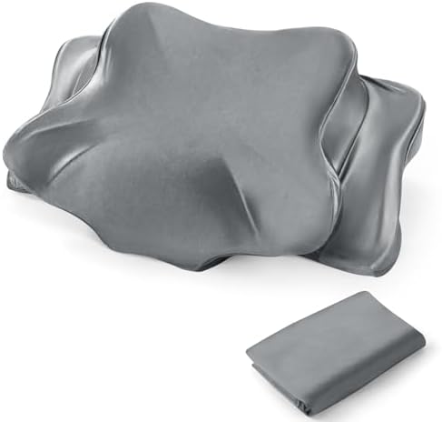 Thickened Satin Pillowcase, Elastic 16 * 24In Pillow Cover for Cervical Pillow or Memory Foam Pillows, Smooth & Soft Hair and Skin Friendly, Queen Size with Zipper Dark Grey by Joyytuu