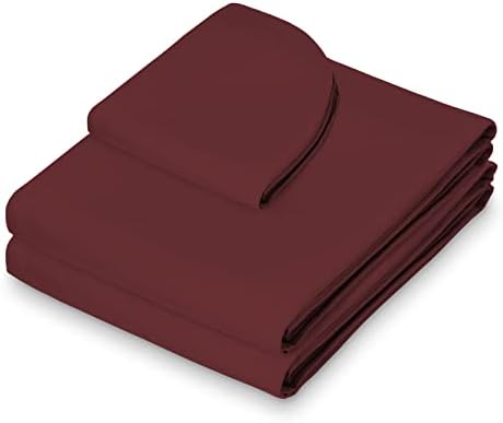 Saloniture 3-Piece Microfiber Massage Table Sheet Set - Premium Facial Bed Cover - Includes Flat and Fitted Sheets with Face Cradle Cover - Burgundy - Image 2