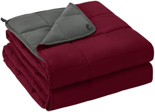 yescool Weighted Blanket for Adults (12 lbs, 60" x 80", Red Grey) Cooling Heavy Blanket for Sleeping Perfect for 110-130 lbs, Queen Size Breathable Blanket with Premium Glass Bead, Machine Washable by yescool