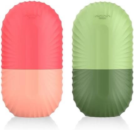 2pcs Ice Roller for Face and Eye, Silicone Ice Facial Roller Ice Holder, Face Ice Mold Skin Care, Face Icers Reusable Ice Cube Roller for Shrink Pores Anti Wrinkle Reduce Puffiness, Pink Green - Image 2