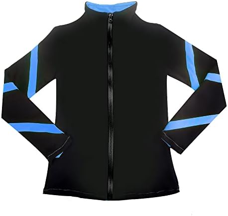 LIUHUO Girls Ice Skating Jackets Women Stripes Training Practice Figure Skating Tops Costs Fleece by LIUHUO