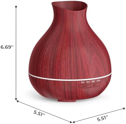 Aromatherapy Essential Oil Diffuser 550ml 12 Hours Wood Grain Aroma Diffuser with Timer Cool Mist Humidifier for Large Room, Home, Baby Bedroom, Waterless Auto Shut-off,7 Colors Lights Changing - Image 2