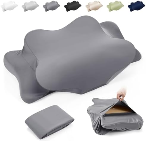 Hahafelt Cooling Cervical Pillowcase Cover with Envelope Closure (Only Pillow Case) Ergonomic Neck Pillowcase Smooth Soft Cool Pillow Cover for Side Back Stomach Sleepers(Dark Gray,Standard Size) by Hahafelt