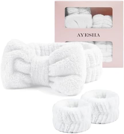 Ayesha Spa Headband and Wristband Set for Washing Face Skincare Makeup by AYESHA
