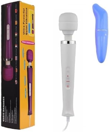 Big Deep Tissue Full Body Massager for Muscle Relief Back Neck Hand Foot Leg Arm Massage Powerful Handheld Tool for Women Muti Speeds (White Big and Blue Small Massager) by Finever