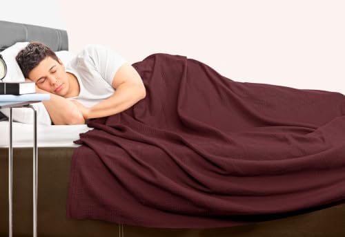 Utopia Bedding 100% Cotton Thermal Blanket Burgundy Twin, 90x72 Inches - Image 6