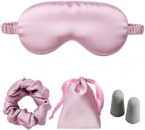 Purple Sleep Eye Mask, Blackout Silk Satin Travel Blindfold Set Women by LCBD