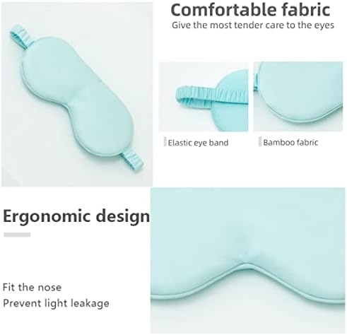 HBHLFZ Sleep Mask 2 Pack - Bamboo Viscose Fiber Sleeping Eye Mask - with Elastic Band/Headband - Comfort Sleeping Shade - for Nighttime Sleeping, Traveling & Napping（Light Blue） - Image 3