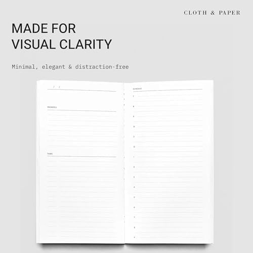 Cloth & Paper Travel Notebook | Undated Daily Planner – Leche | Pocket Plus Daily Planner 3.2" x 6" | Productivity Planner with Schedule, Priorities, Task Layout for Daily Planning – Soft Touch Cover - Image 2