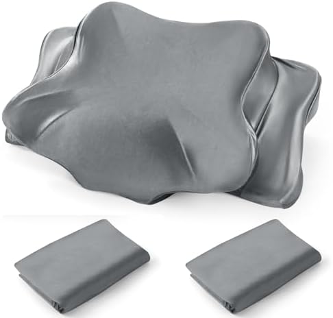 Set of 2 Thickened Satin Pillowcase, Elastic 16 * 24In Pillow Cover for Cervical Pillow or Memory Foam Pillows, Smooth & Soft Hair and Skin Friendly, Queen Size with Zipper Dark Grey by Joyytuu