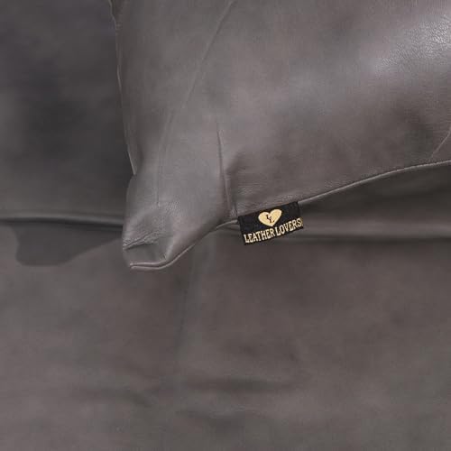 LL LEATHER LOVERS 100% Lambskin Leather Pillow Cover - Sofa Cushion Case, Decorative Throw Covers for Living Room & Bedroom, 18X26 Inch - Grey Antique Plane Pack of 1 - Image 5