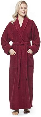 Arus Women's Long Style Full Length Thick Shawl Collar Turkish Bathrobe by Arus