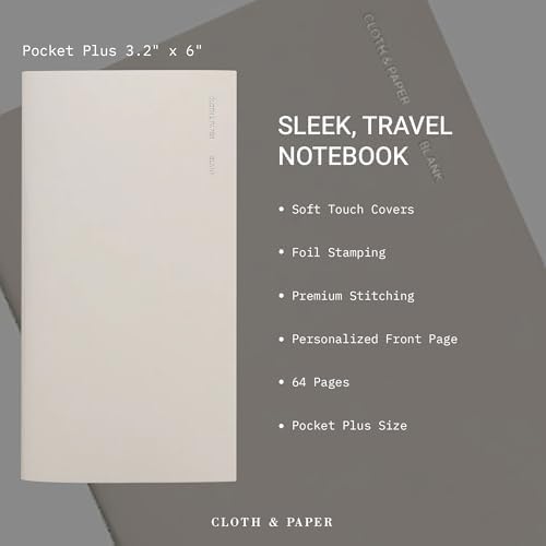 Cloth & Paper Travel Notebook | Blank Notebook – Angora | Pocket Plus Writing Journal 3.2" x 6" | Unlined Notebook for Writing, Sketching, Creative Planning, Journaling & Notes – Soft Touch Cover - Image 3