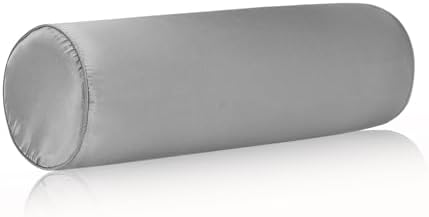 Satin Cylinder Pillowcase | Silk-Like Roll Bolster Pillow Cover with Hidden Zipper | Neck Roll Covers for Hair & Skin Friendly（ Silver gray24 x 6" ） by Velvetcossy