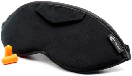 Dream Essentials Opulence Micro Plush Sleep Mask, Black Velvet Eye Mask for Sleeping with Earplugs, Front Pocket, Adjustable Strap, Soft Cotton Lining, Light Blocking Travel Accessory for Night Rest by WildEssentials