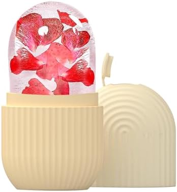 Joyeee Ice Face Roller, Reusable Silicone Mold Face Massage Eye Facial Beauty Skin Care Tools Apply Ice for Shrink Pores Anti Wrinkle Reduce Puffiness Improve Skin Elasticity, Striped, Yellow by Joyeee