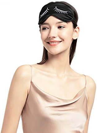 100% Mulberry Silk Sleep Mask Blackout, Cute Natural Sleeping Mask with Adjustable Elastic Strap, Satin Eye Cover for Men Women Adults (White Eyelashes) - Image 6