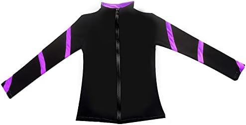 LIUHUO Girls Ice Skating Jackets Women Stripes Training Practice Figure Skating Tops Costs Fleece - Image 3