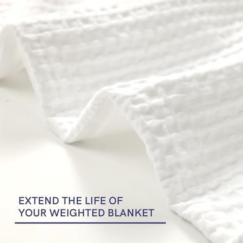 YnM Cotton Waffle Weave Duvet Cover for Weighted Blankets with 16 Strings (Coconut White, 48''x72'') - Image 4