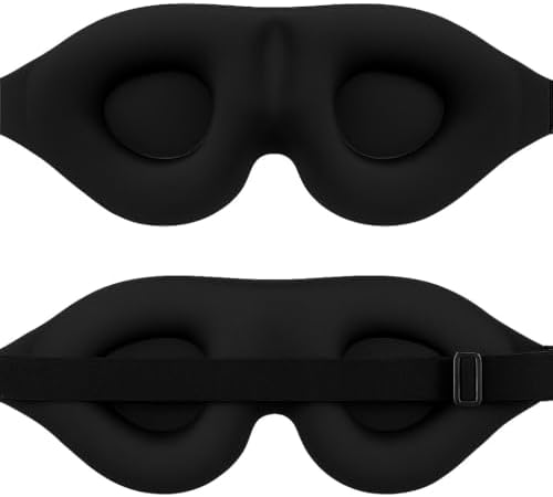 3D Comfortable Sleep Mask, Black, Ultra Soft Light Blocking Eye Cover for Men and Women, Eyelash Friendly Design - Image 4
