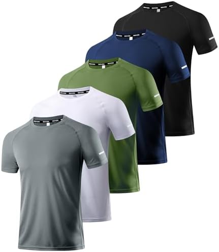 Boyzn 1, 3, 5 or 7 Pack Men's Workout Running Shirts, Dry Fit Moisture Wicking T-Shirt, Gym Athletic Short Sleeve Tee Shirts by Boyzn