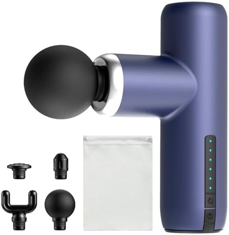 Mini Massage Gun Pocket-Sized Massage Gun Deep Tissue Quiet, Portable Percussion Muscle Travel Massager Gun,Back/Neck Massager for Pain Relief Deep Tissue (Blue) by Unknown