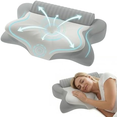 Cervical Neck Pillow for Pain Relief & Sleeping, Ergonomic Posture Pillow Neck Support, Cooling Memory Foam Pillow with Roll Pillow, Orthopedic Contour Pillow for Side Back Stomach Sleepers, Grey by Seeday