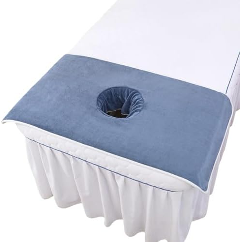 Massage Table Cover Towel with Face Cradle Hole, Premium Fitted Sheet with Locked Edges (Light Blue) by ZBH1985