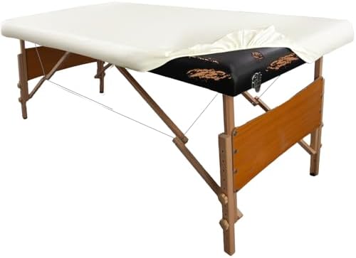 Leather Cover for Massage Table Wipeable Massage Bed Protector Cover Made of 4-Ways Elastic 100% PU Waterproof Material, Machine Washable, Fit Rectangular Tables 28-32" Wide (White, 1Pcs) by WUSOUPU