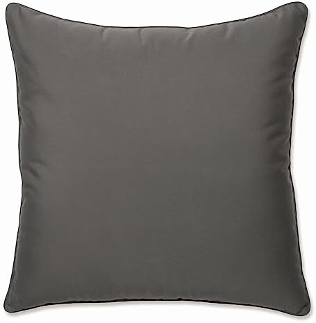Pillow Perfect Fortress Solid Indoor/Outdoor Floor Pillow Plush Fill, Weather and Fade Resistant, Floor - 25" x 25", Grey, by PillowPerfect