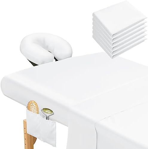 Mixweer 9 Pcs 3 Set Microfiber Massage Table Sheets Set Bulk Includes Flat Sheet, Fitted Sheet with Pocket, Face Rest Cover(White) by Mixweer