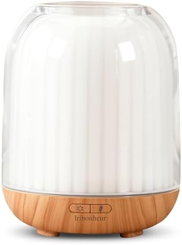 Essential Oil Diffuser with Night Lamp | 120ml USB Portable Aroma Diffuser with Wood-Grain Base & Glass-Look Cover | Humidifier with Lights | Small Humidifier for Bedroom, Office | Room Décor | Gift by Unknown
