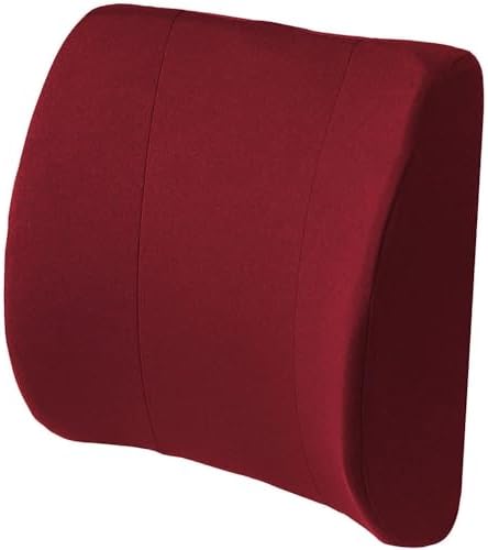 DMI Lumbar Support Pillow for Chair to Assist with Back Support with Removable Washable Cover and Firm Insert to Ease Lower Back Pain while Improving Posture,14 x 13 x 5,Contoured Foam,Elite,Burgundy by DMI
