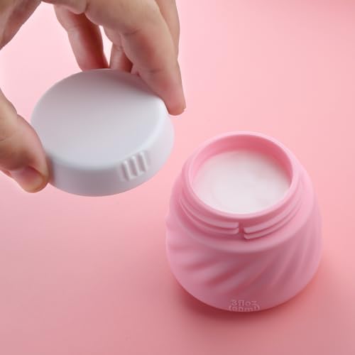 Gemice Silicone Cream Jars TSA Approved Travel Size Containers with Toiletry Bag, Wide Mouth Leak-proof Travel Accessories with Lid for Cosmetic Cream (4 Pack) - Image 4