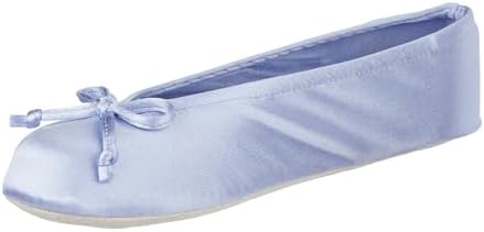 Isotoner Women's Satin Ballerina Slippers with Classic Ribbon Bow and Suede Sole by Isotoner